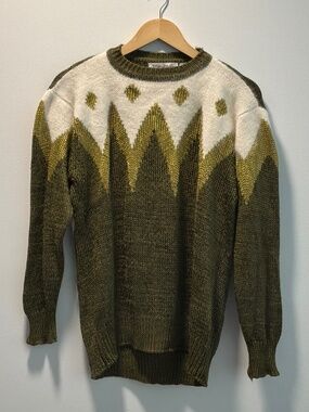 Vintage Angora Blend Colourblock Geometric Knit Sweater Toplike European 42